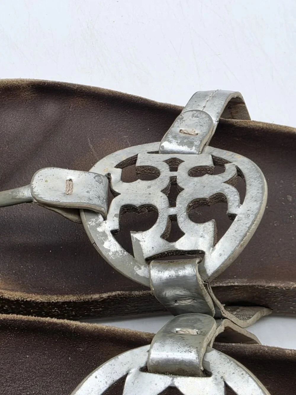 Tory Burch Sandals Women Size 8 Silver Miller Cloud Logo Thong Cork Footbed Shoe